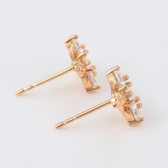 Cz Ballerina 18k Gold Plated studs Earrings - Picture 2 of 5